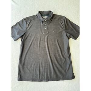 Tommy Bahama Island Zone Men Large Black Mesh Polo Shirt Performance Tech